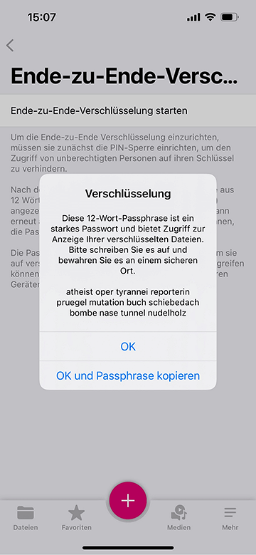 iOS - Einrichten der Verschlüsselung