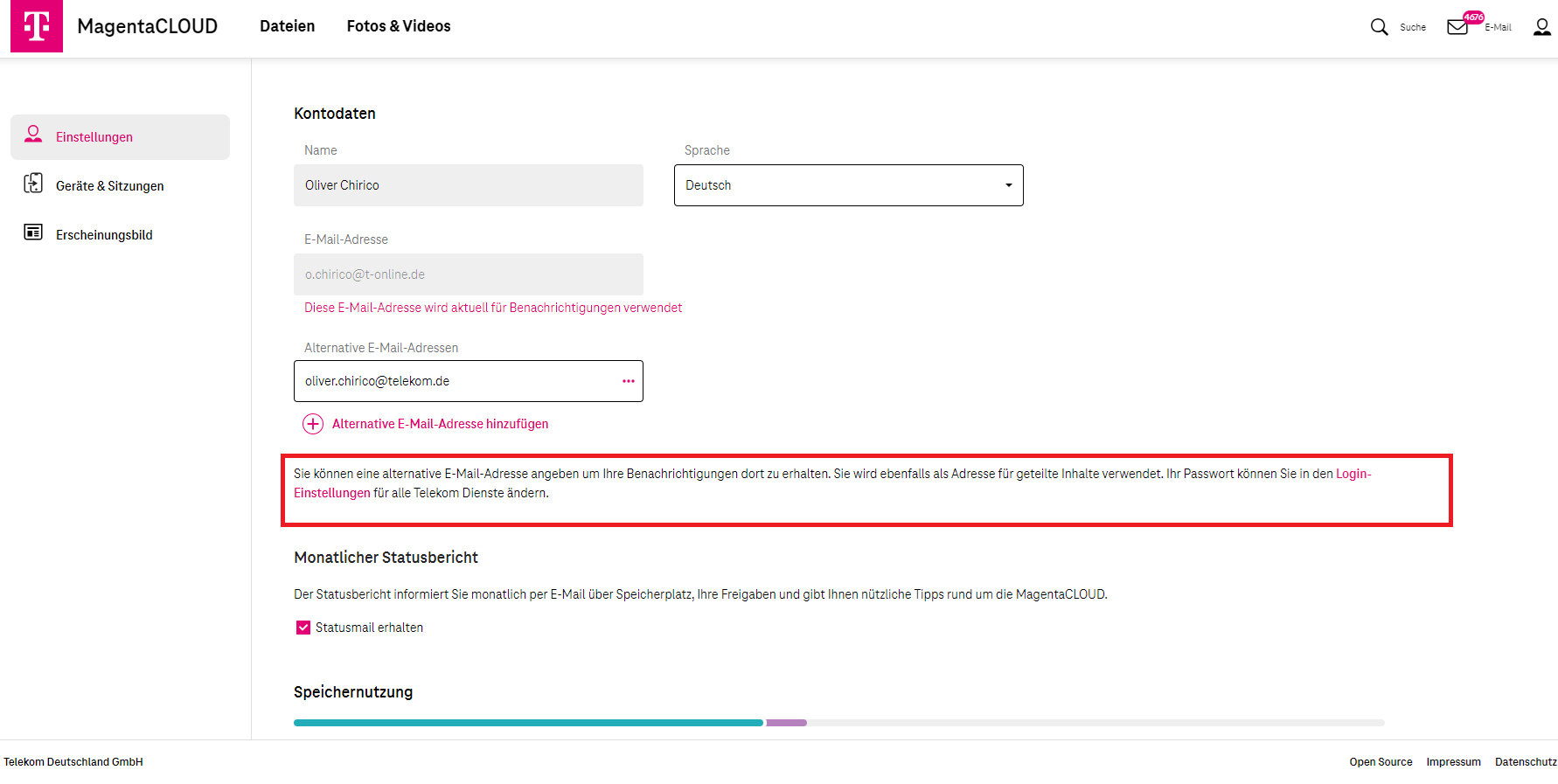 MagentaCLOUD Datenschutz Zwei-Faktor-Authentifizierung-Schritt-2